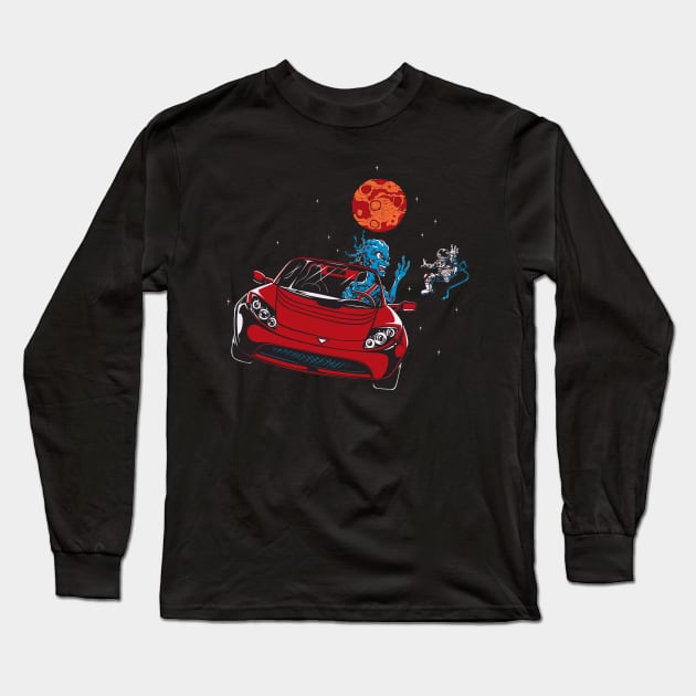 Mars And Cars Long Sleeve T-Shirt by Vinyl Chef Steve